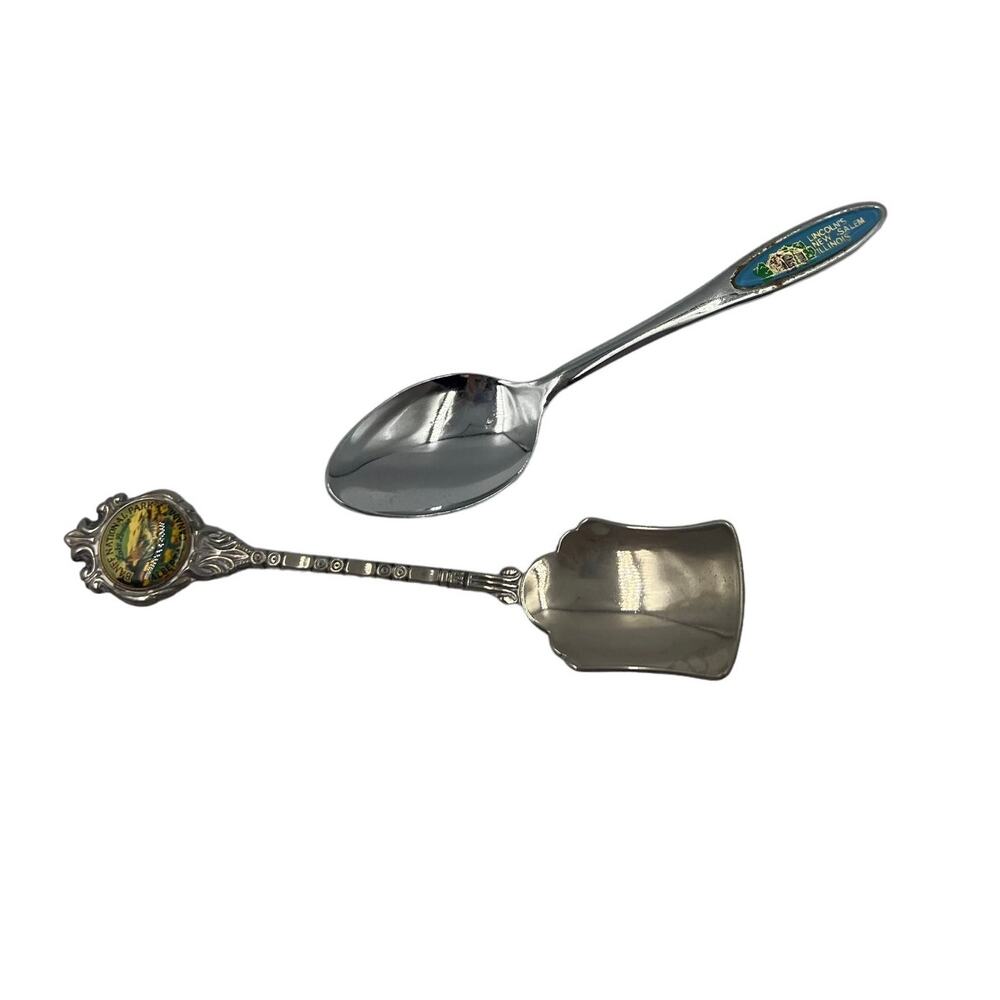 Vintage Silver Plated Zinc Decorative Souvenir Spoons‎ New Salem IL Baniff Park